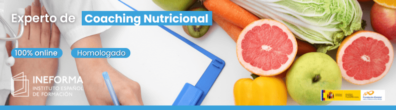 Banner de Ineforma sobre especialización para abrir una consulta de coaching nutricional online rentable.